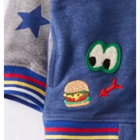 Hanna Andersson Bomber Varsity Jacket Boys 3-6 Months Blue Coat Dragon Patch - Picture 6 of 9